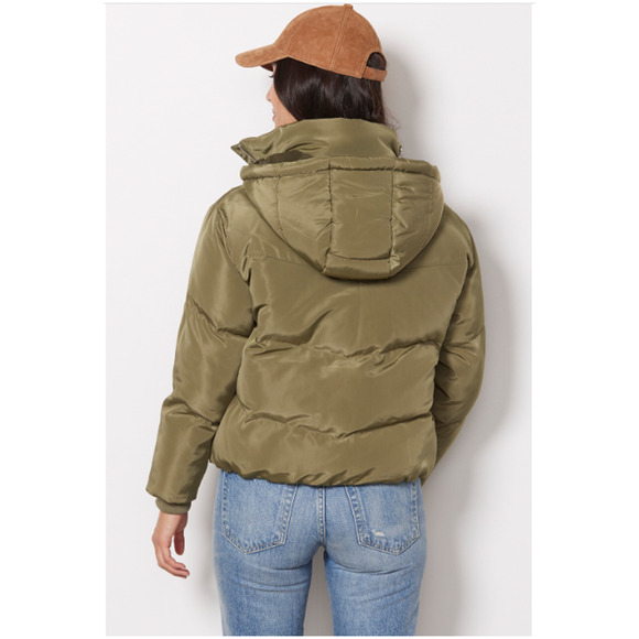 JAKKE NWT Evereve Poppy Recyled Puffer Coat Jacket in Olive Green // XS - Picture 2 of 16